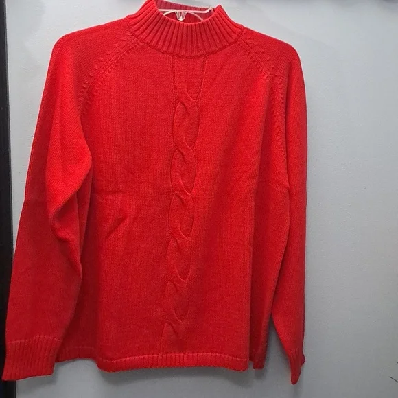 Norm Thompson Red Turtleneck Chunky Swirl Ribbed Hem Grandpacore XL Sweater